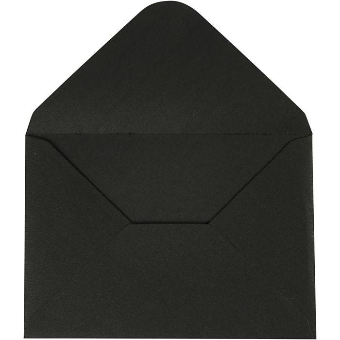 Konvolutt, konvolutt str. 11,5x16 cm, 110 g, svart, 10stk./ 1 pk.