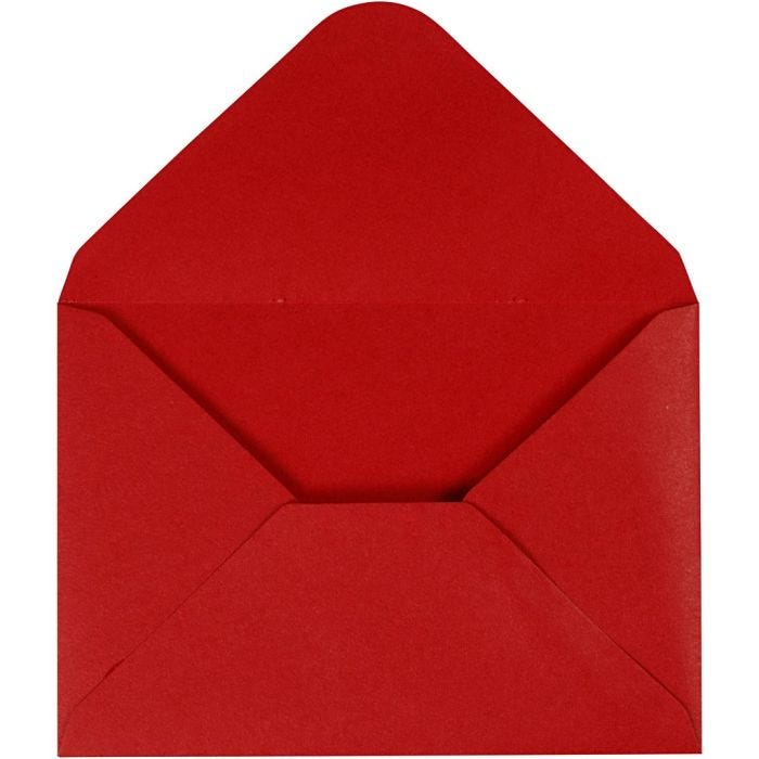 Konvolutter, konvolutt str. 11,5x16 cm, 110 g, rød, 10 stk./ 1 pk.