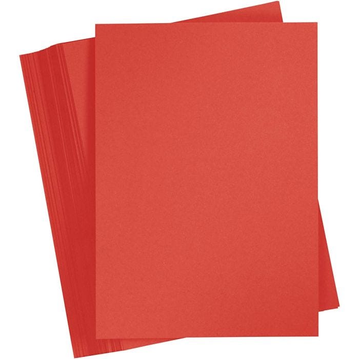 Kartong, A4, ark 210x297 mm, 180 g, rød, 100 ark/ 1 pk.