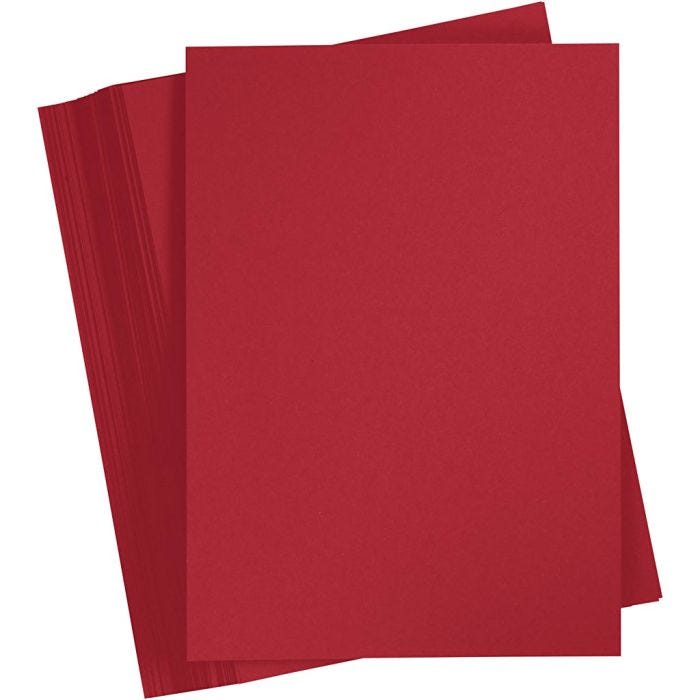 Kartong, A4, ark 210x297 mm, 180 g, julerød, 100 ark/ 1 pk.