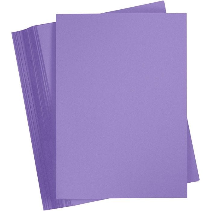 Kartong, A4, ark 210x297 mm, 180 g, lilla, 100ark/ 1 pk.