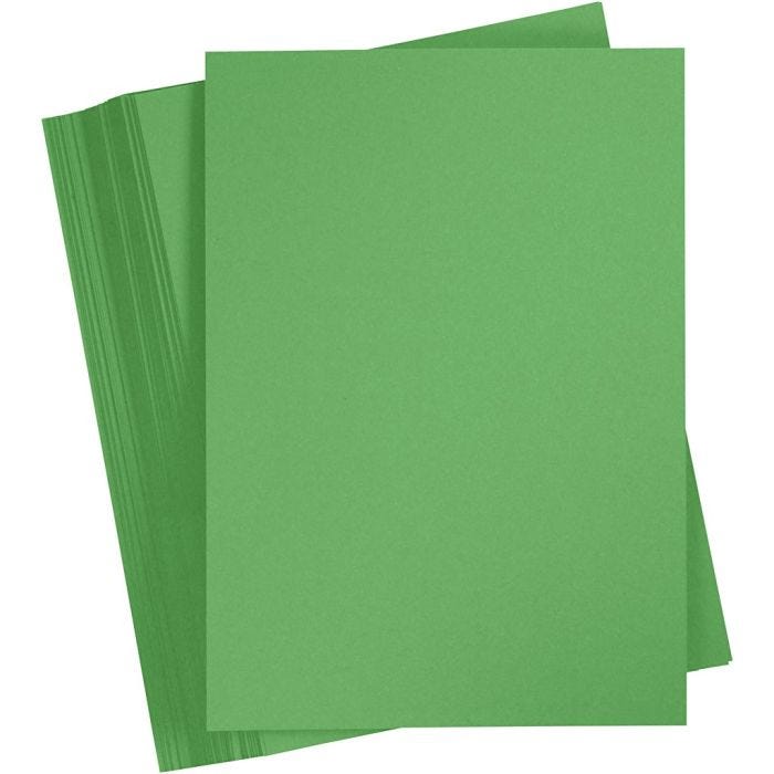 Kartong, A4, ark 210x297 mm, 180 g, gressgrønn, 100 ark/ 1 pk.