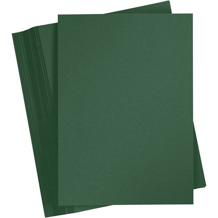 Kartong, A4, ark 210x297 mm, 180 g, mørk grønn, 100 ark/ 1 pk.