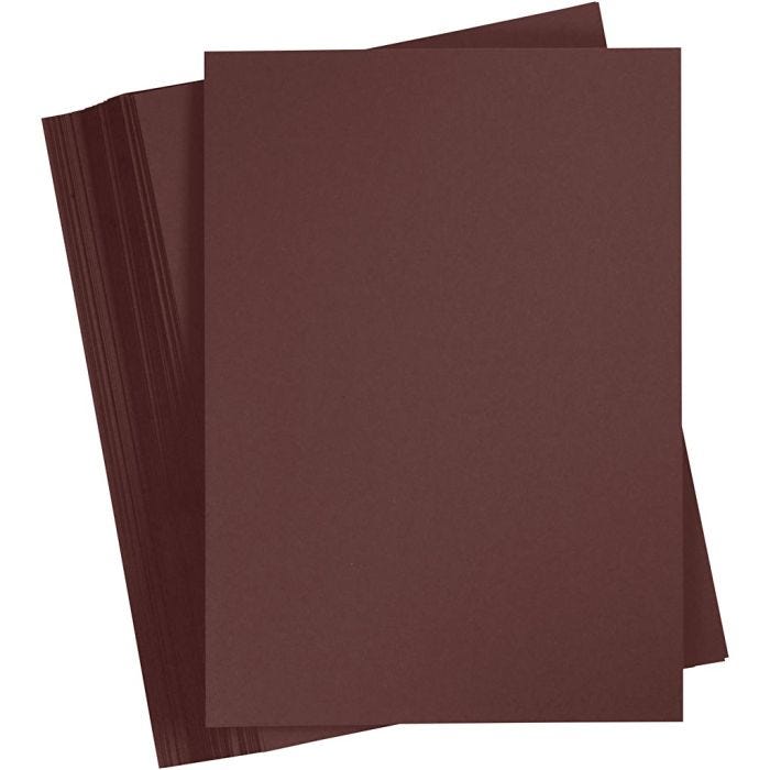 Kartong, A4, ark 210x297 mm, 180 g, mørk brun, 100 ark/ 1 pk.