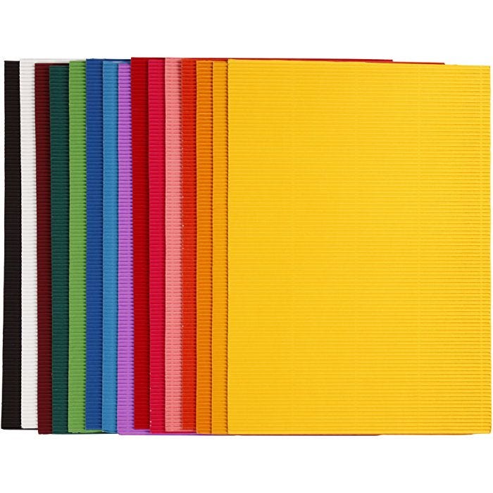 Bølgepapp, ark 25x35 cm, 80 g, 15 ass. ark/ 1 pk.