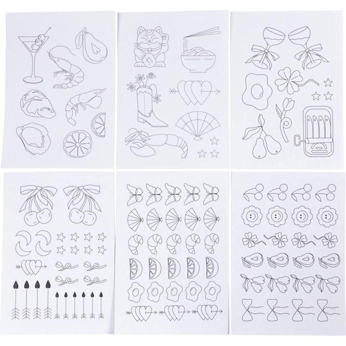 Vannløselige broderiark, Dekorative mønstre, A5, ark 148,5x210 mm, 6 ark/ 1 pk.