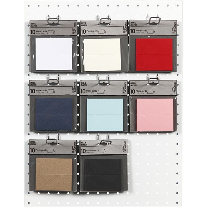 Bordkort, str. 9x4 cm, 220 g, ass. farger, 8x10 pk./ 1 pk.