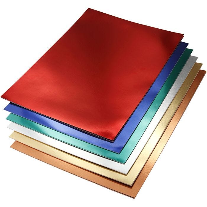 Metallkartong, A4, ark 210x297 mm, 280 g, ass. farger, 30 ass. ark/ 1 pk.