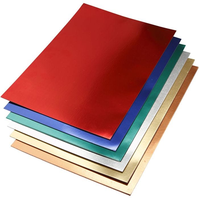 Metallkartong, A2, ark 420x594 mm, 280 g, ass. farger, 30ass. ark/ 1 pk.