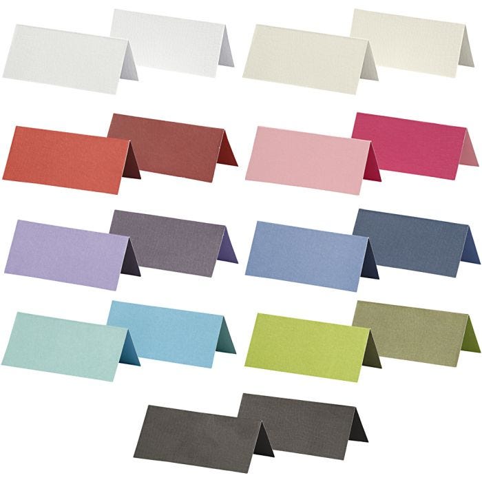 Bordkort, str. 9x4 cm, Innhold kan variere , 250 g, ass. farger, 30 pk./ 1 pk.