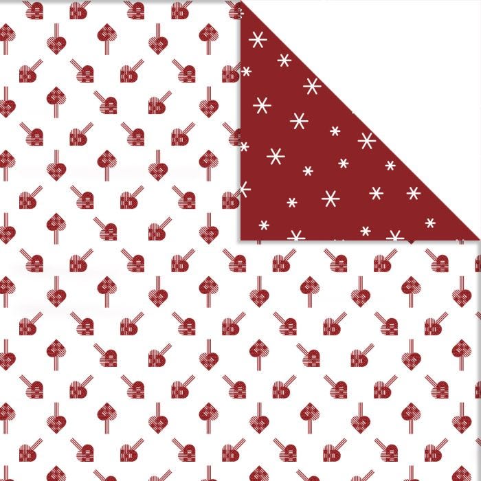 Designpapir, flettehjerter &amp; iskrystaller, ark 30,5x30,5 cm, 180 g, 3 ark/ 1 pk.
