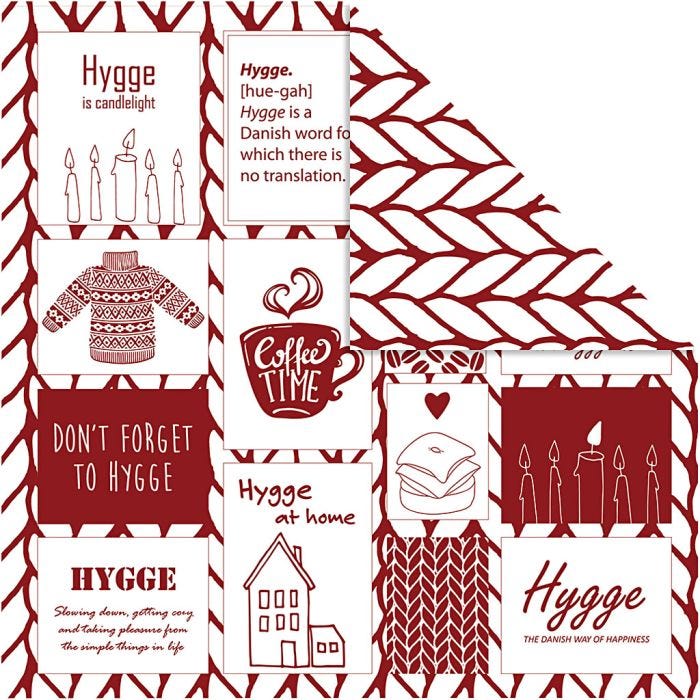 Designpapir, hygge & strikking, ark 30,5x30,5 cm, 180 g, 5 ark/ 1 pk.