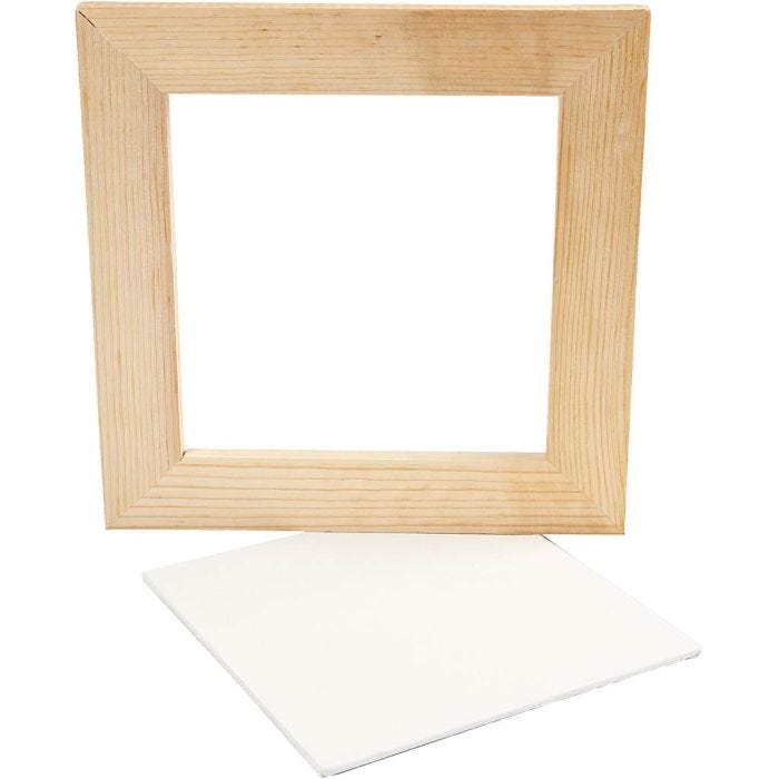 Maleplate med ramme, str. 15x15x0,3 cm, hvit, 1 stk.