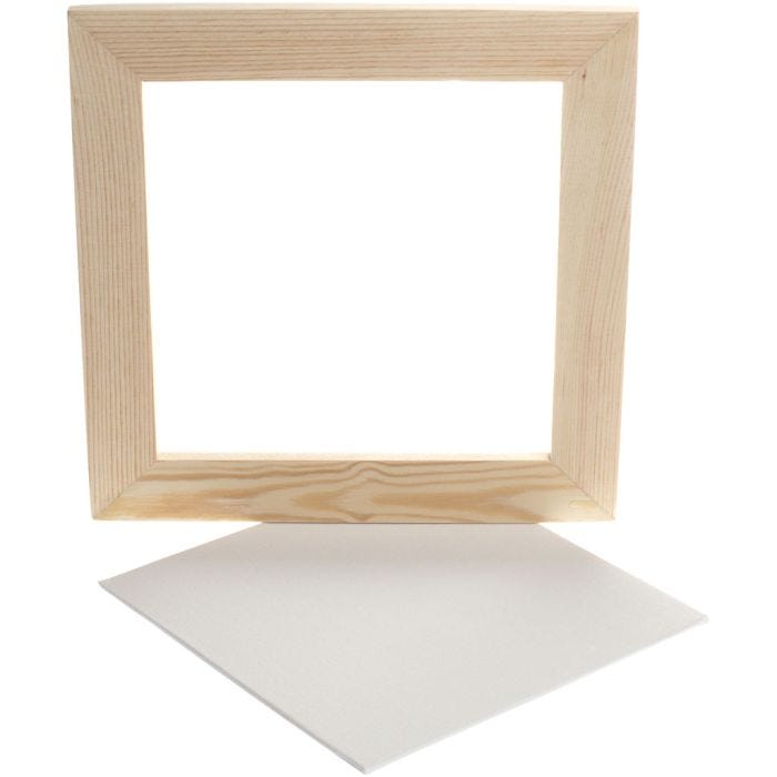 Maleplate med ramme, str. 20x20x0,3 cm, hvit, 1 stk.