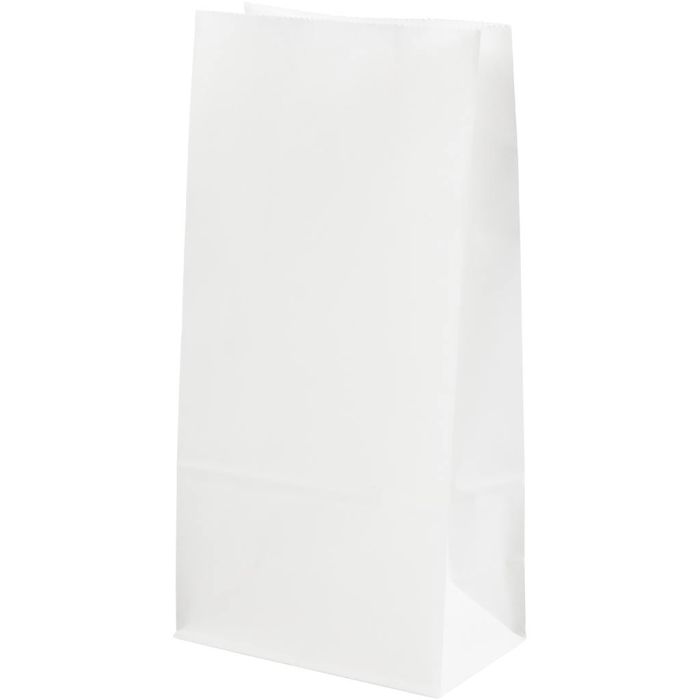 Papirpose, H: 22.5 cm, str. 6,5x11 cm, 50 g, hvit, 100 stk./ 1 pk.