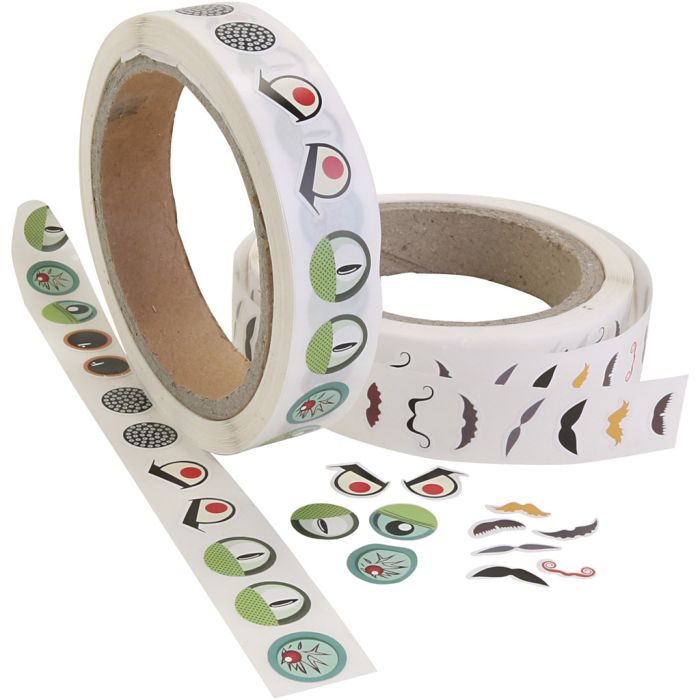 Klistremerkeøyne, Øyne/mustasje, dia. 17 mm, 2000 stk./ 1 pk.