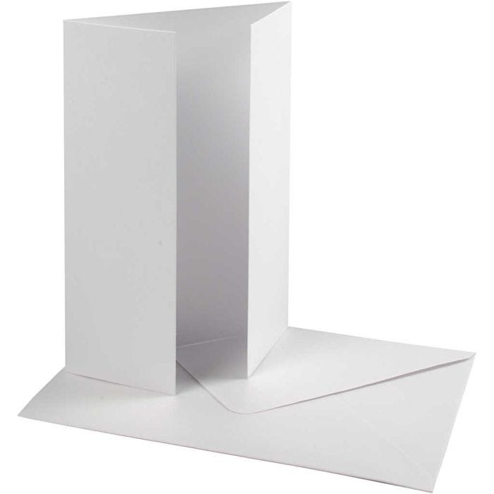 Perlemorskort med konvolutt, kort str. 10,5x15 cm, konvolutt str. 11,5x16,5 cm, 230+120 g, hvit, 10 sett/ 1 pk.