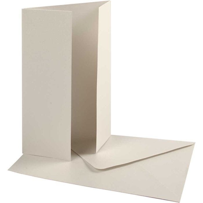 Perlemorskort med konvolutt, kort str. 10,5x15 cm, konvolutt str. 11,5x16,5 cm, 230+120 g, råhvit, 10 sett/ 1 pk.