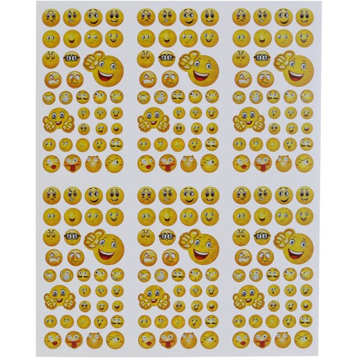 Klistremerker, Smileys, ark 20x25 cm, 5 ark/ 1 pk.