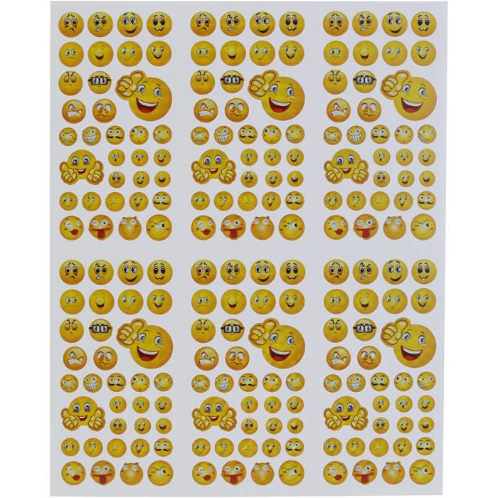 Klistremerker, Smileys, 20x25 cm, 5 ark/ 1 pk.