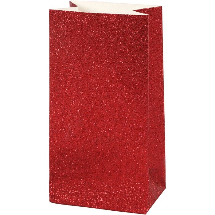 Papirpose, H: 17 cm, str. 6x9 cm, 200 g, rød, 8stk./ 1 pk.