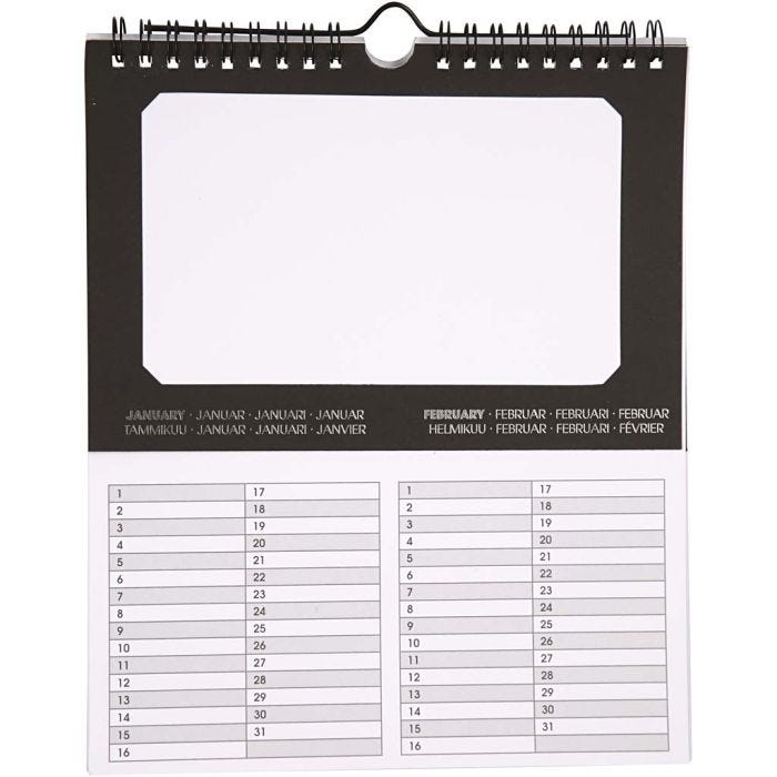 Evighetskalender, str. 19x23 cm, hullstr. 15,3x9,2 cm, 180 g, 5 stk./ 1 pk.