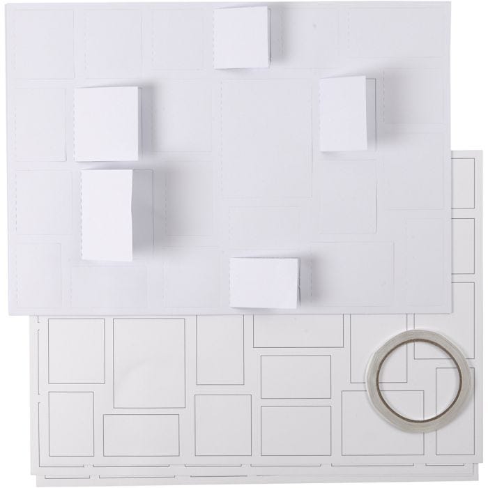 Julekalender, str. 30x42 cm, hvit, 5 stk./ 1 pk.