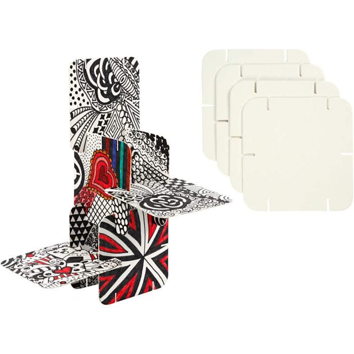Puzzle Konstruksjonsbrikker, str. 9,3x9,3 cm, tykkelse 1,2 mm, hvit, 200 stk./ 1 pk.