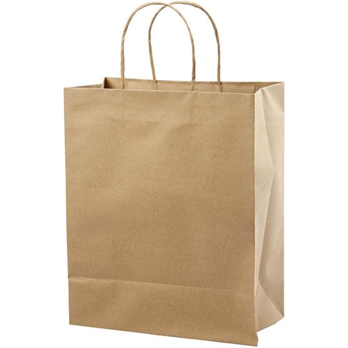 Papirpose, H: 33 cm, B: 26x13 cm, 125 g, brun, 10stk./ 1 pk.