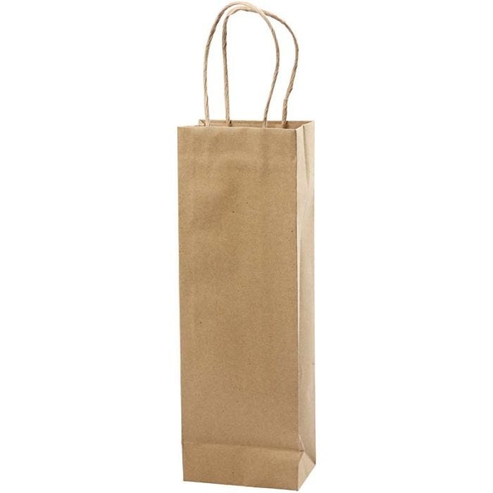 Papirpose, H: 36 cm, B: 13x8 cm, 125 g, brun, 10stk./ 1 pk.