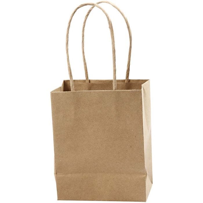 Papirpose, H: 17 cm, B: 12x7 cm, 125 g, brun, 10stk./ 1 pk.