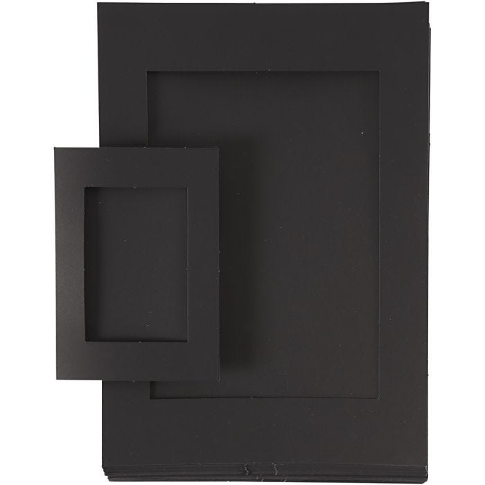 Passepartoutrammer, str. A4+A6, 180 g, svart, 2x60 stk./ 1 pk.