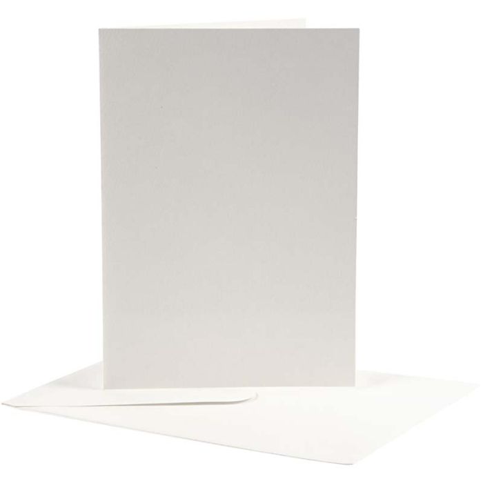 Brevkort, kort str. 12,5x17,5 cm, konvolutt str. 14x19 cm, råhvit, 10 sett/ 1 pk.