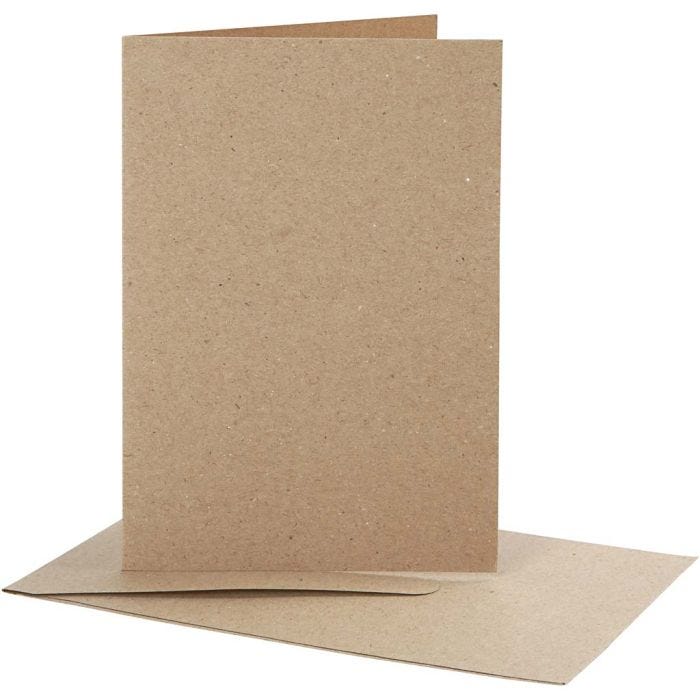 Brevkort med konvolutt, kort str. 10,5x15 cm, konvolutt str. 11,5x16,5 cm, natur, 10 sett/ 1 pk.