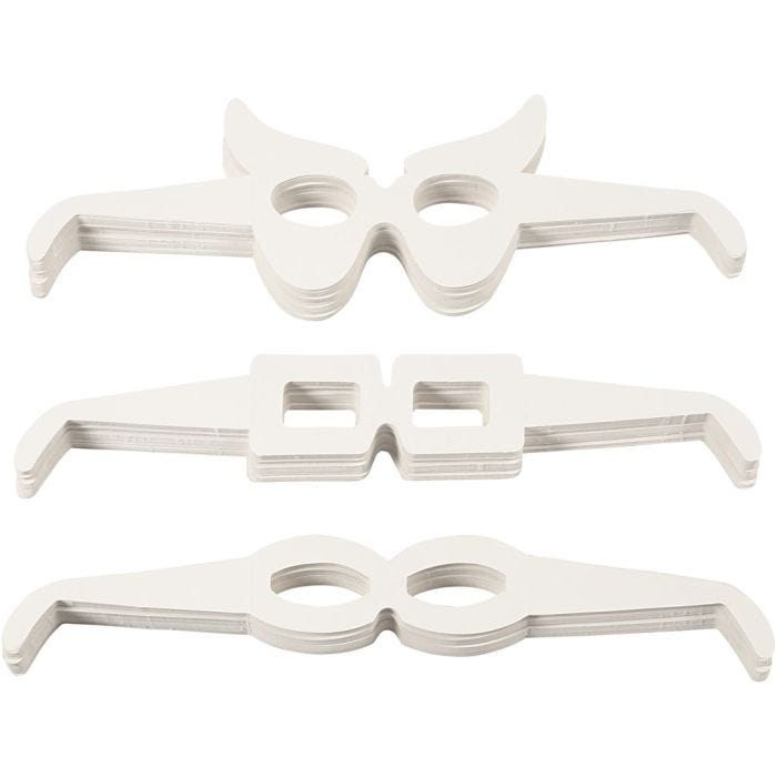 Briller, H: 4,5-10 cm, L: 32 cm, hvit, 160 stk./ 1 pk.