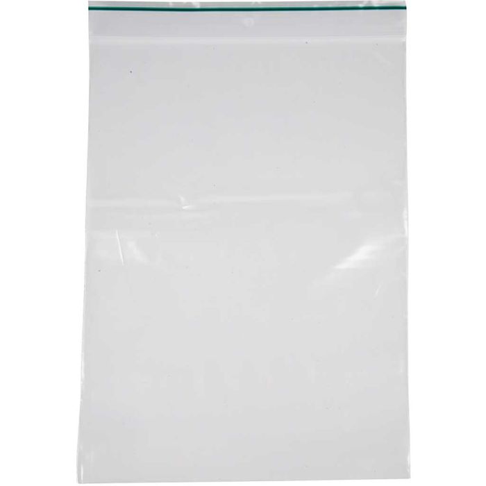 Plastpose med zip lock, str. 17x23 cm, tykkelse 0,05 mm, 100 stk./ 1 pk.