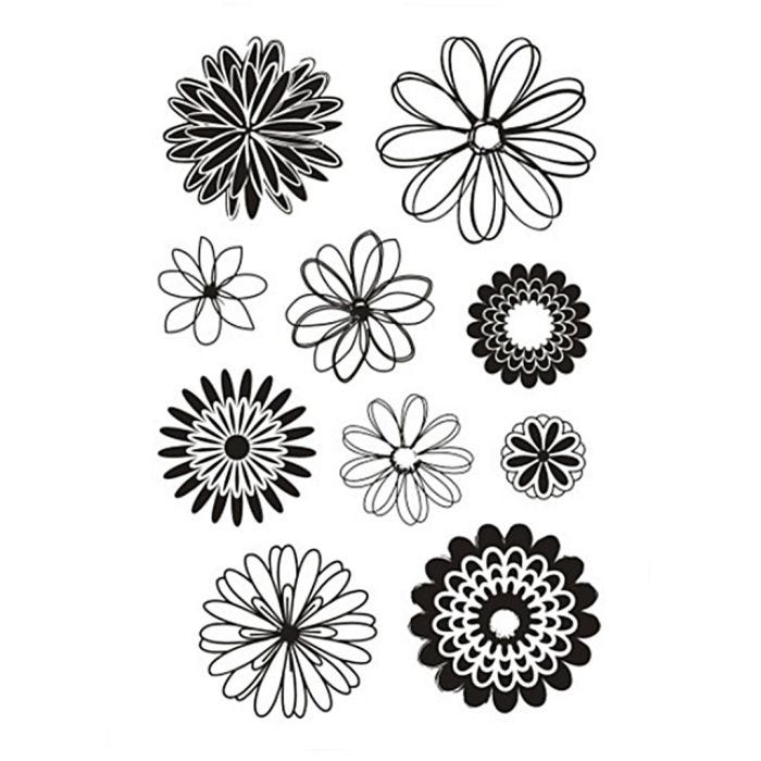 Silikonstempler, blomster, ark 11x15,5 cm, 1 ark