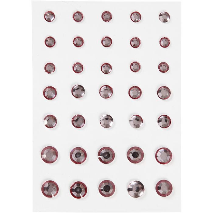 Rhinstein, rund kjegle, str. 6+8+10 mm, rosa, 35 stk./ 1 pk.