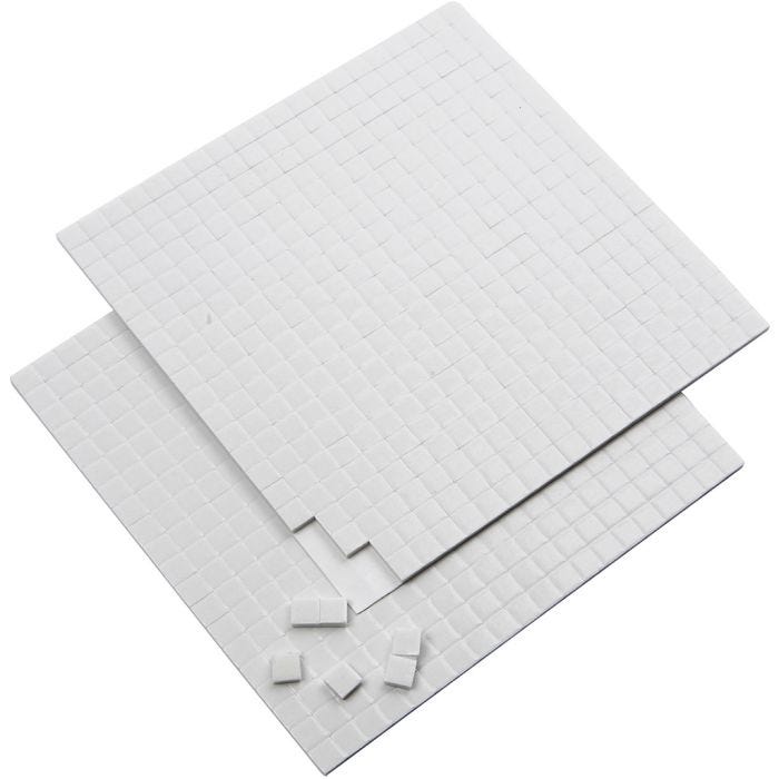 3D Klebeputer, str. 5x5 mm, tykkelse 2 mm, hvit, 2x400 stk., 2 ark/ 1 pk.