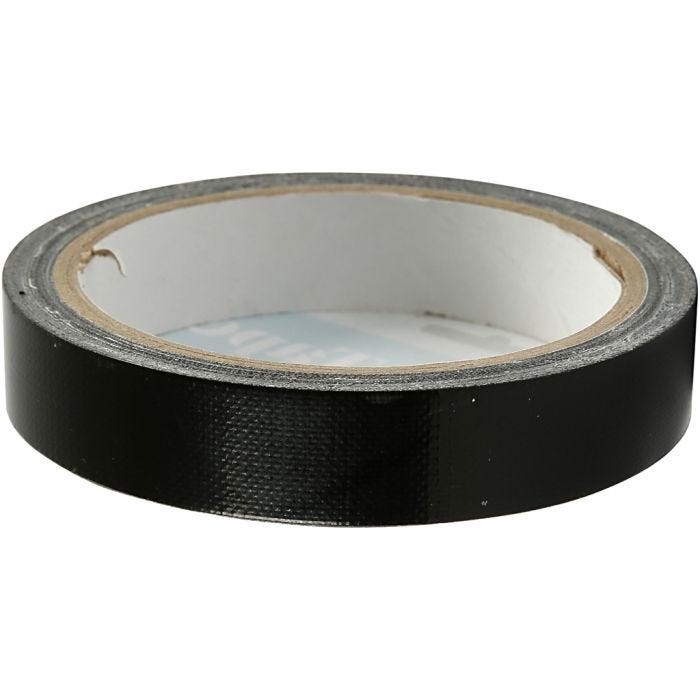 Lerretstape, B: 19 mm, svart, 25 m/ 1 rl.