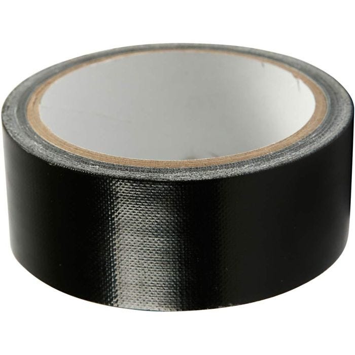 Lerretstape, B: 38 mm, svart, 25 m/ 1 rl.