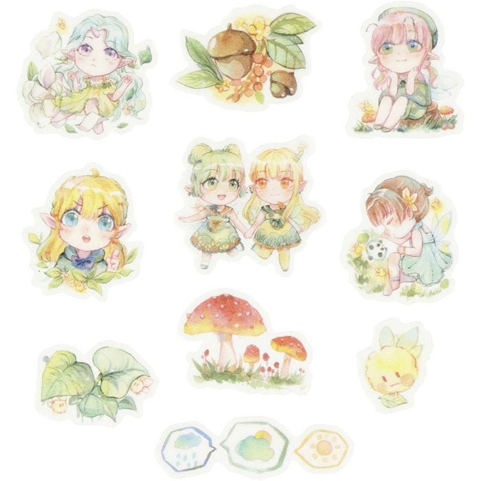 Washi stickers, småjenter, str. 20-50 mm, 30 stk./ 1 pk.