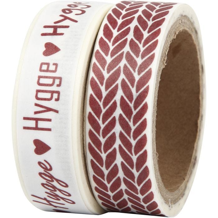 Maskeringstape, hygge og strikking, B: 15 mm, 2x5 m/ 1 pk.