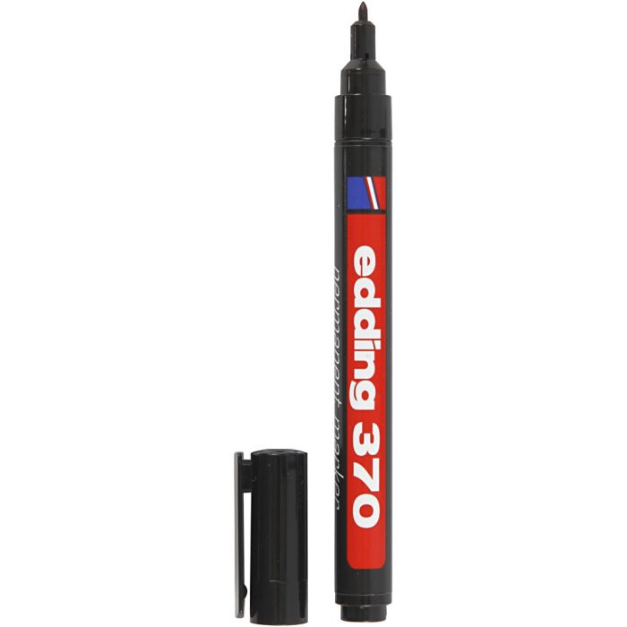 Edding 370 Marker, strek 1 mm, svart, 1 stk.