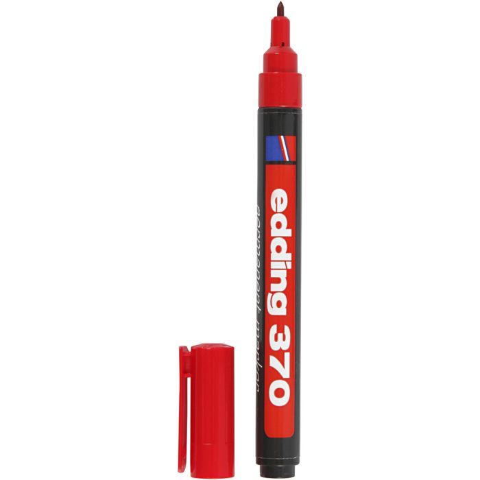 Edding 370 Marker, strek 1 mm, rød, 1 stk.