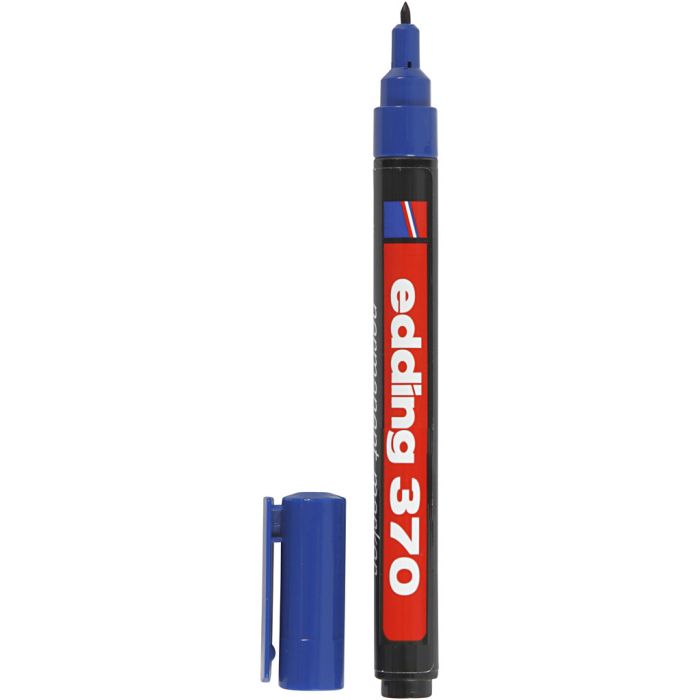 Edding 370 Marker, strek 1 mm, blå, 1 stk.