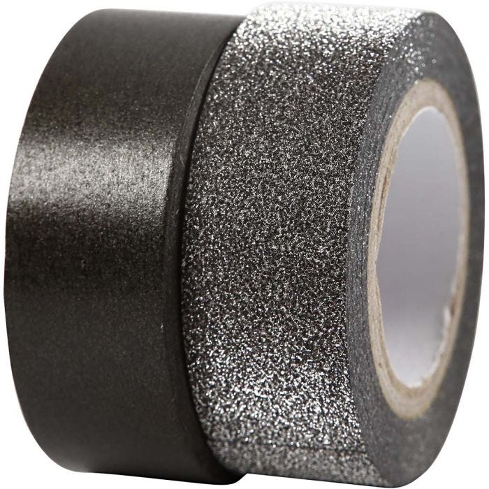 Designtape, B: 15 mm, svart, 2 rl./ 1 pk.