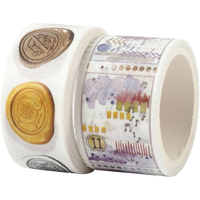 Masking Tape, Segl- og landskapsmotiver, L: 3+5 M, B: 20+25 mm, 2 rl./ 1 pk.