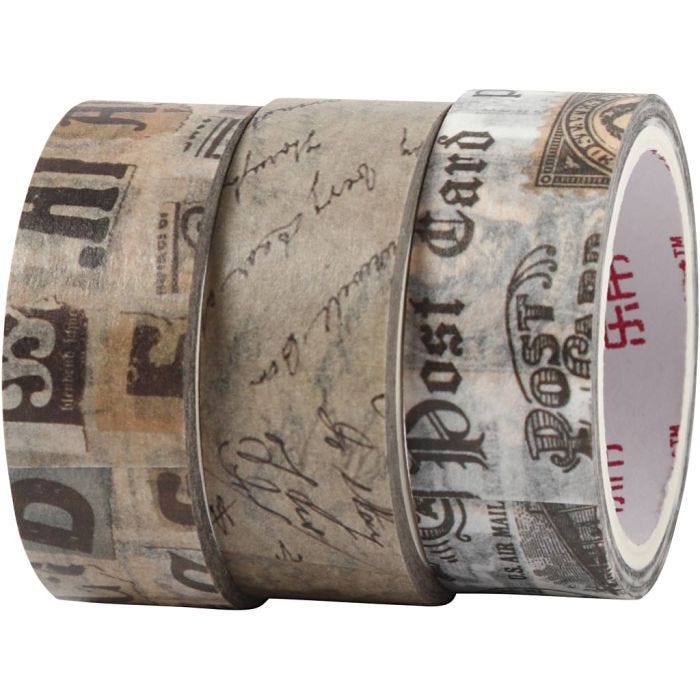 Masking Tape, brevkorrespondanse, L: 5 M, B: 15 mm, 3 rl./ 1 pk.