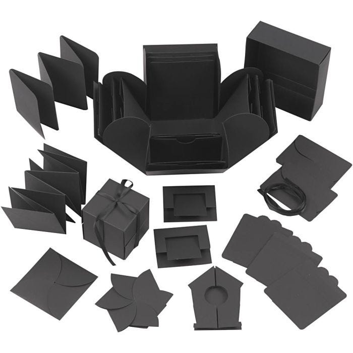Eksplosjonseske, str. 7x7x7,5+12x12x12 cm, svart, 1 stk.